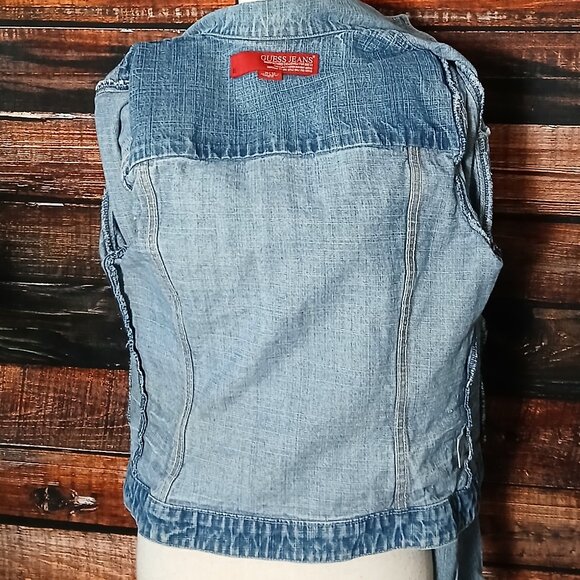 GUESS Vintage 90s Jean Jacket Snap Front Blue Denim 100% Cotton READ - Picture 8 of 11